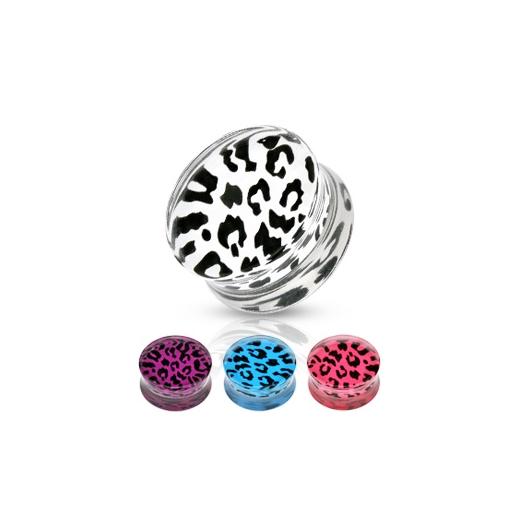 Pink leo plástico Leopard motivo dehnschnecke expansor oreja piercing Plug 