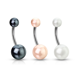 Bauchnabelpiercing Edelstahl ab 6mm Anhänger Perlen weiß Piercing 